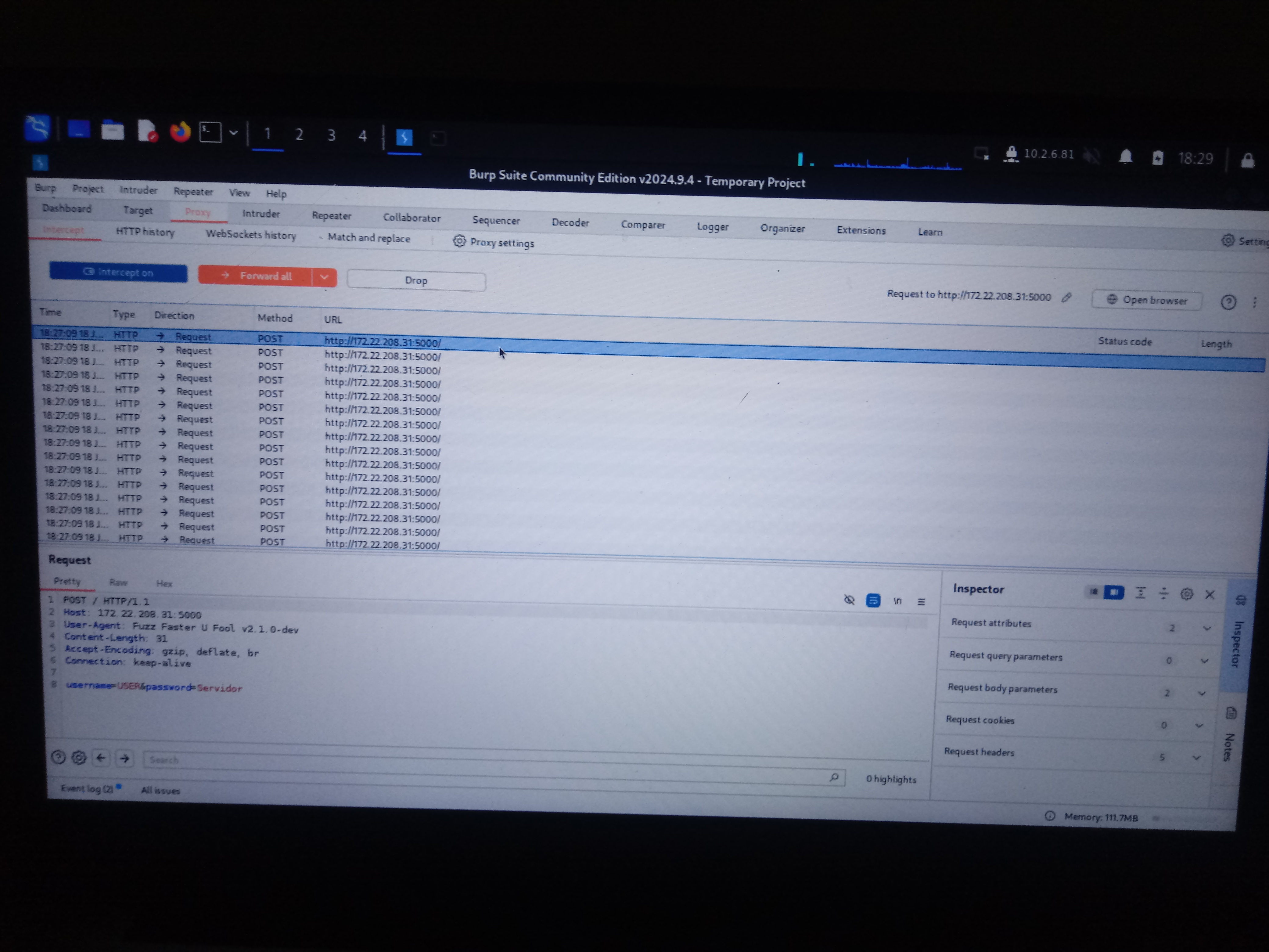 Use Burpsuite Proxy to capture and analyze server responses as requests from ffuf are forwarded to the proxy