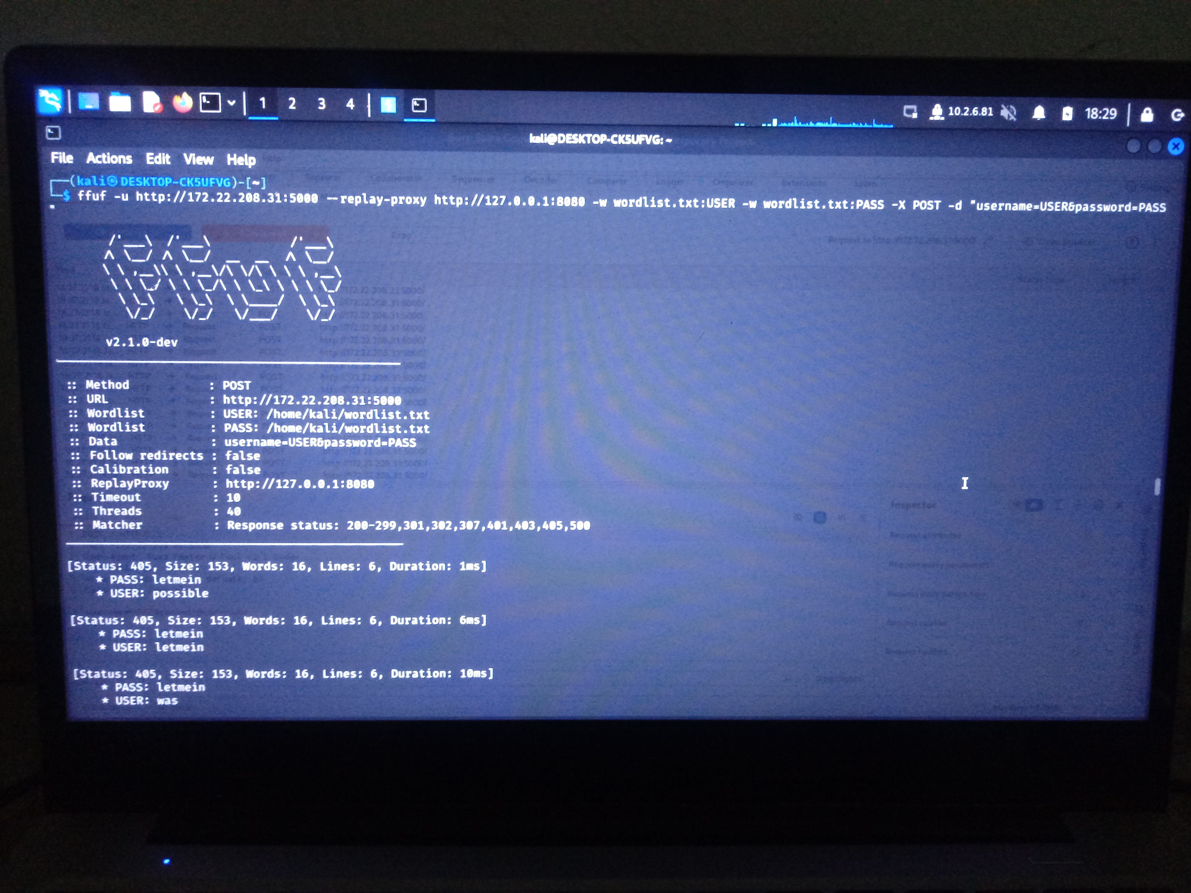 Use ffuf with the retry proxy option to forward retries of brute-force requests in the authentication mechanism