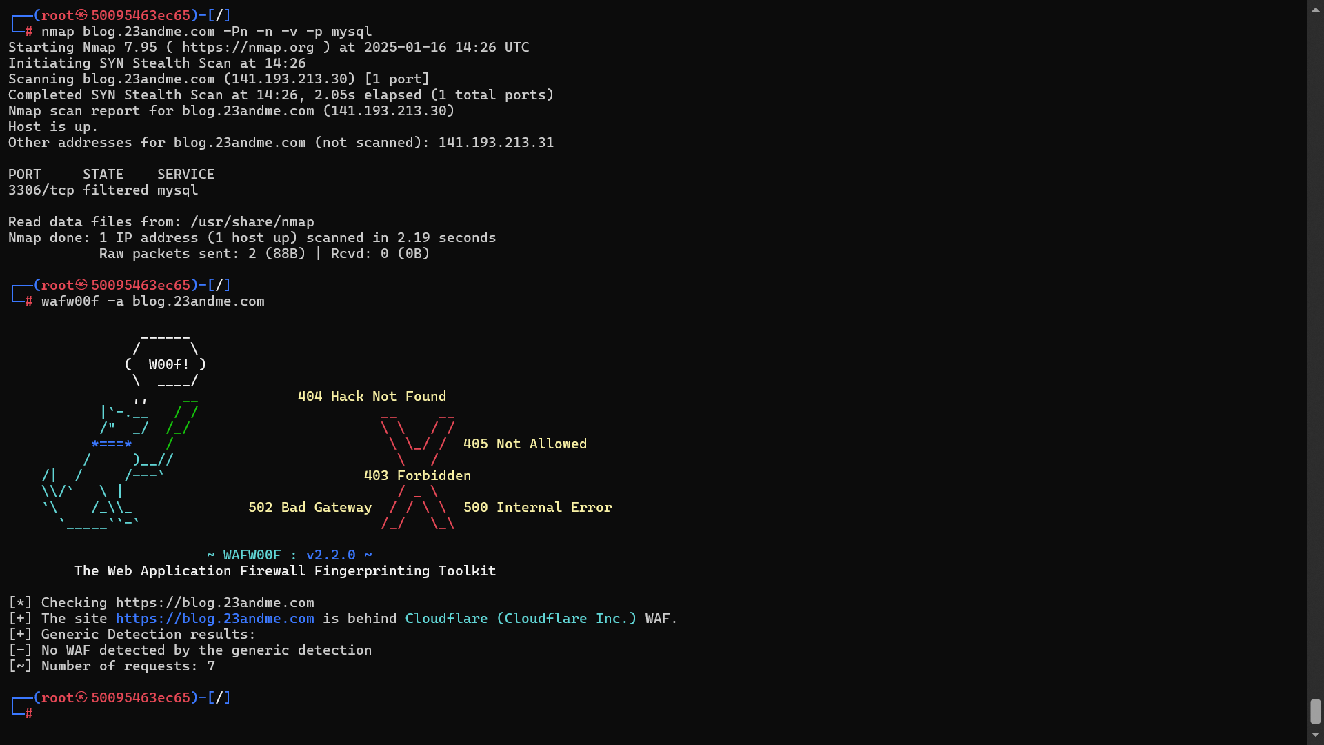 use nmap to discovery mysql service running on web application server
